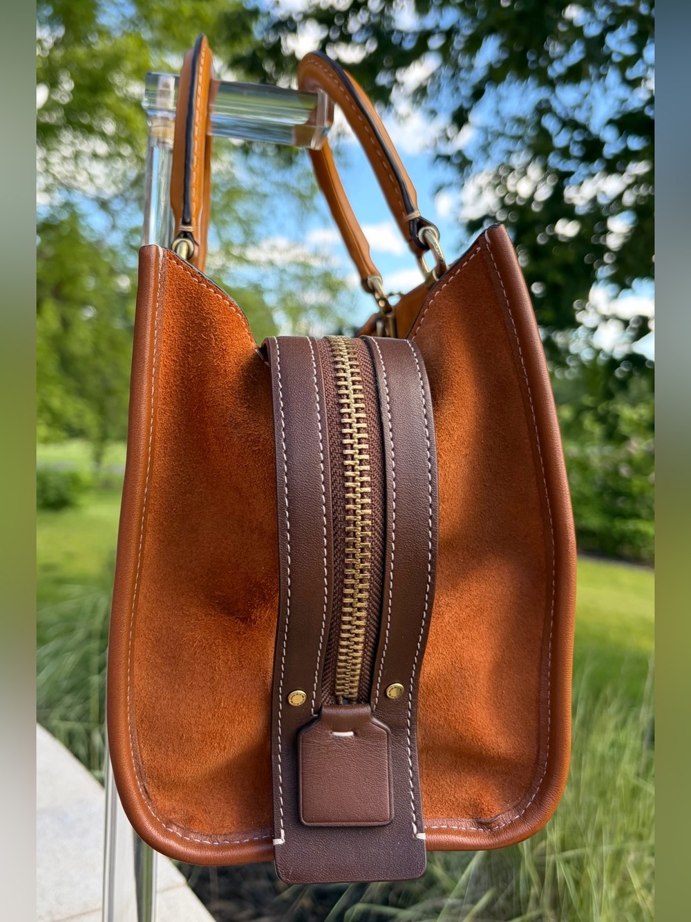 Coach Rogue 25 Signature Textile Jacquard Coco Amber Leather C6444 NWT - Picture 14 of 17